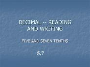 DECIMAL -- READING AND WRITING