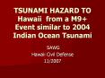 TSUNAMI HAZARD TO Hawaii from a M9  Event similar to 2004 Indian Ocean Tsunami PowerPoint PPT Presentation