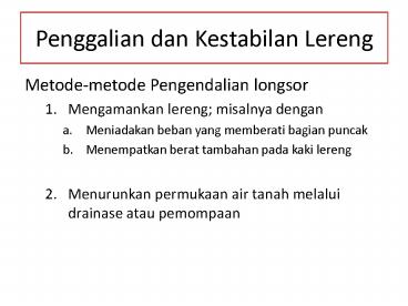 Metode-metode Pengendalian longsor