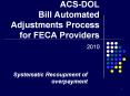 ACS-DOL Bill Automated Adjustments Process for FECA Providers PowerPoint PPT Presentation