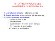 III - LA PROPHYLAXIE DES ANOMALIES CONGENITALES