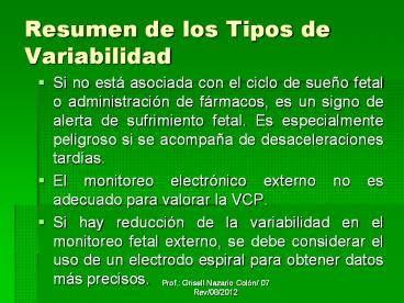 Resumen de los Tipos de Variabilidad