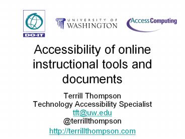Accessibility of online instructional tools and documents