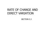 RATE OF CHANGE AND DIRECT VARIATION