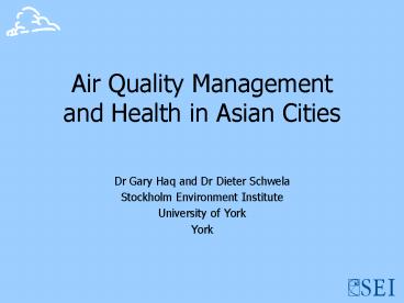 Air Quality Management and Health in Asian Cities