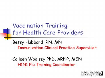Vaccination Training for Health Care Providers