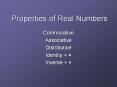 Properties of Real Numbers PowerPoint PPT Presentation