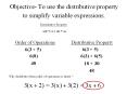 Objective- To use the distributive property to simplify variable expressions. PowerPoint PPT Presentation