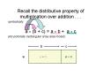 Recall the distributive property of multiplication over addition . . . PowerPoint PPT Presentation
