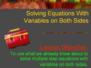 Solving Equations With Variables on Both Sides