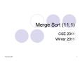 Merge Sort (11.1) PowerPoint PPT Presentation