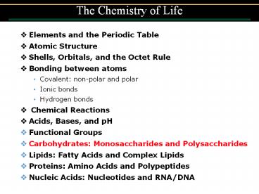 The Chemistry of Life