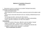 Methods of Qualitative Research: Observation