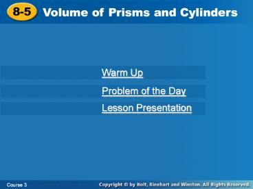 Volume of Prisms and Cylinders