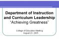 Department of Instruction and Curriculum Leadership PowerPoint PPT Presentation