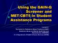 Using the GAIN-Q Screener and MET/CBT5 in Student Assistance Programs PowerPoint PPT Presentation