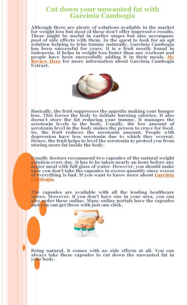 Cut down your unwanted fat with Garcinia Cambogia