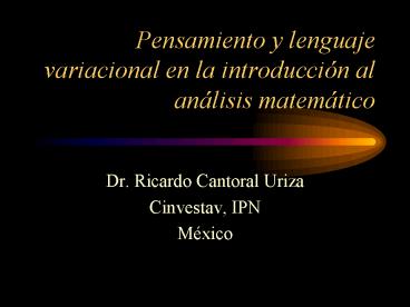 Pensamiento y lenguaje variacional en la introducci