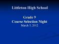 Grade 9 Course Selection Night March 5, 2012 PowerPoint PPT Presentation