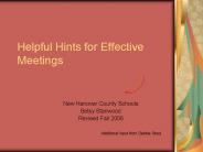 Helpful Hints for Effective Meetings