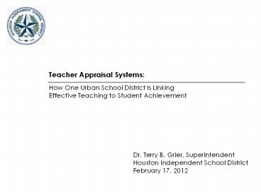 Teacher Appraisal Systems: