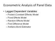Econometric Analysis of Panel Data