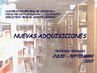 UNIVERSIDAD CENTRAL DE VENEZUELA FACULTAD DE HUMANIDADES Y EDUCACI