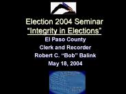 Election 2004 Seminar 
