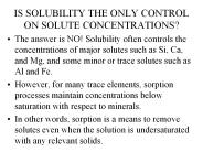 IS SOLUBILITY THE ONLY CONTROL ON SOLUTE CONCENTRATIONS?