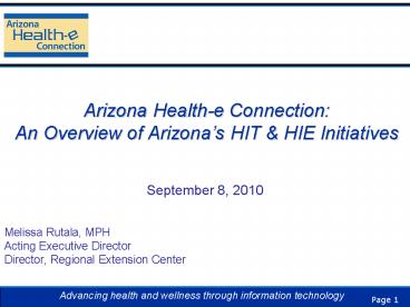 Arizona Health-e Connection: An Overview of Arizona
