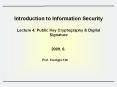 Introduction to Information Security  Lecture 4: Public Key Cryptography PowerPoint PPT Presentation
