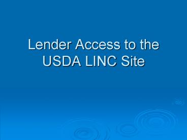 Lender Access to the USDA LINC Site