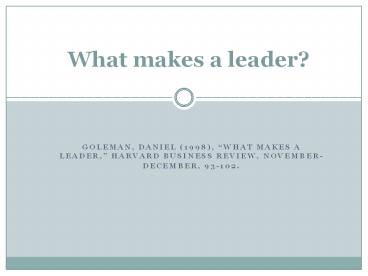 What makes a leader?