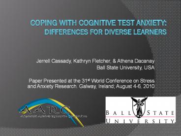 Coping with Cognitive Test Anxiety: Differences for Diverse Learners