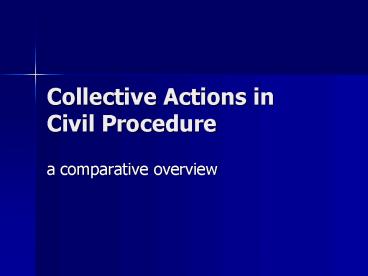 Collective Actions in Civil Procedure