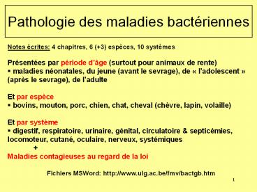 Pathologie des maladies bact