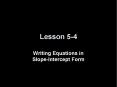Writing Equations in Slope-Intercept Form PowerPoint PPT Presentation
