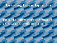 Graphing Linear Equations