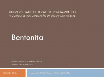 Universidade Federal de Pernambuco Programa de P