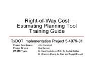 Right-of-Way Cost Estimating Planning Tool Training Guide