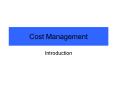 Cost Management PowerPoint PPT Presentation