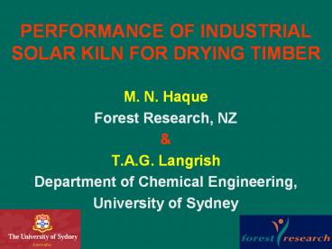 PERFORMANCE OF INDUSTRIAL SOLAR KILN FOR DRYING TIMBER