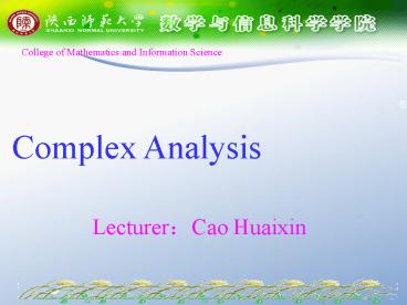 Complex Analysis presentation | free to view
