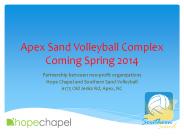Apex Sand Volleyball Complex Coming Spring 2014