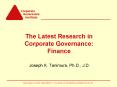The Latest Research in Corporate Governance: Finance PowerPoint PPT Presentation