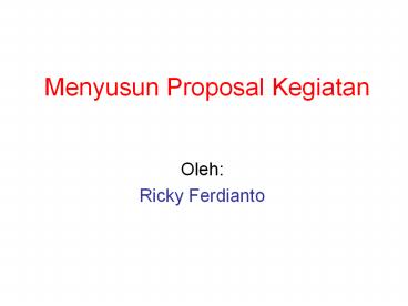 Menyusun Proposal Kegiatan
