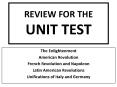 REVIEW FOR THE UNIT TEST PowerPoint PPT Presentation