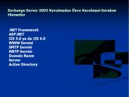 Exchange Server 2003 Kurulmadan 