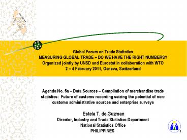 Global Forum on Trade Statistics MEASURING GLOBAL TRADE 