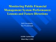 Monitoring Public Financial Management System Performance: Lessons and Future Directions